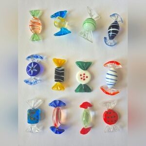 Vintage Murnao style hand-blown glass candies, set of 12, Art Deco, Unique